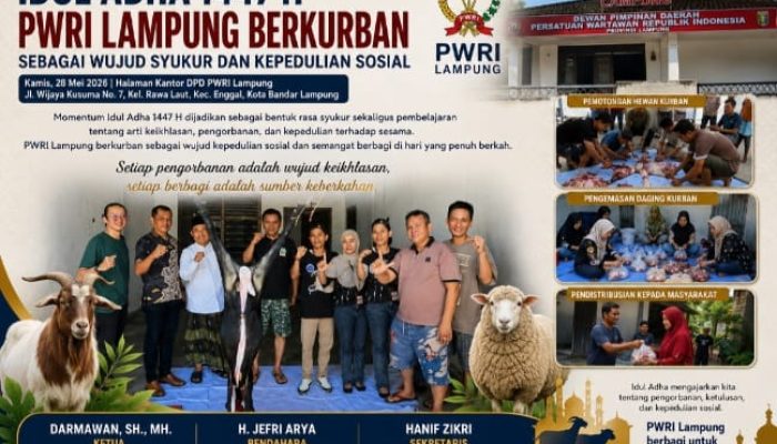 Momentum Idul Adha, DPD PWRI Lampung Tebar Kepedulian Melalui Kurban