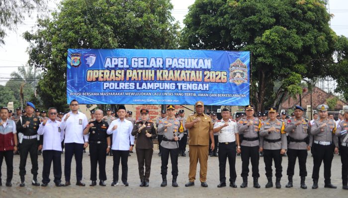 Plt Bupati Lampung Tengah Hadiri Apel Gelar Pasukan Operasi Patuh Krakatau 2026